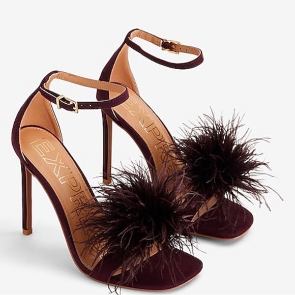 Used Black sexy high feathered Express heels - Picture 4 of 7